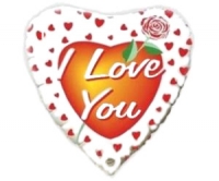 FM Сердце Я тебя люблю Роза 18"/45 см 