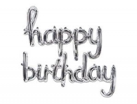 Шар фольга Happy Birthday проп. буквы серебро