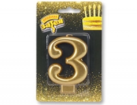 Свеча Цифра Золото 3