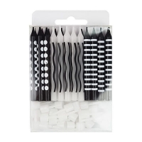 Свечи Черные ассорти 6см 24шт с держат.