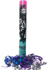 Пневмохлопушка в мет. тубе, ТикиТок Party, pink&blue серпантин 30см 