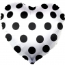 FM Сердце белое черные точки  18"/45см.