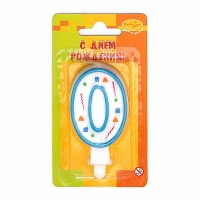 Свеча Цифра 0 Голубое конфетти